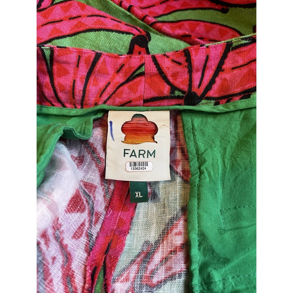 Farm Rio Banana Pitta Linen Shorts XL Pink Floral Tropical Summer Bermudas - Picture 7 of 8